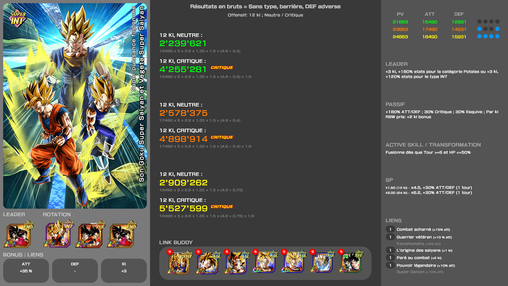 Fiche n°2 Son Goku Super Saiyan et Vegeta Super SaiyanSuper puissance fusionnée