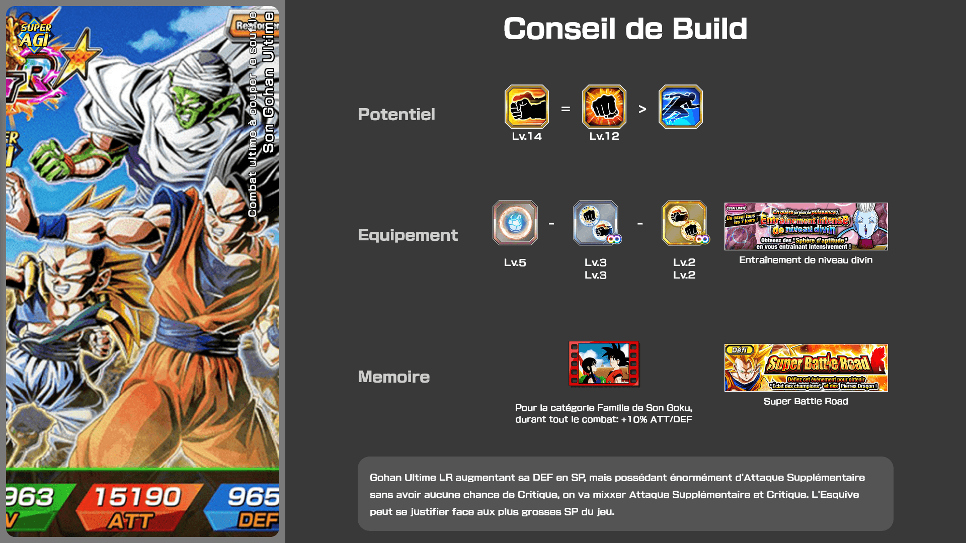Fiche n°2 Son Gohan Ultime : Combat ultime à couper le souffle