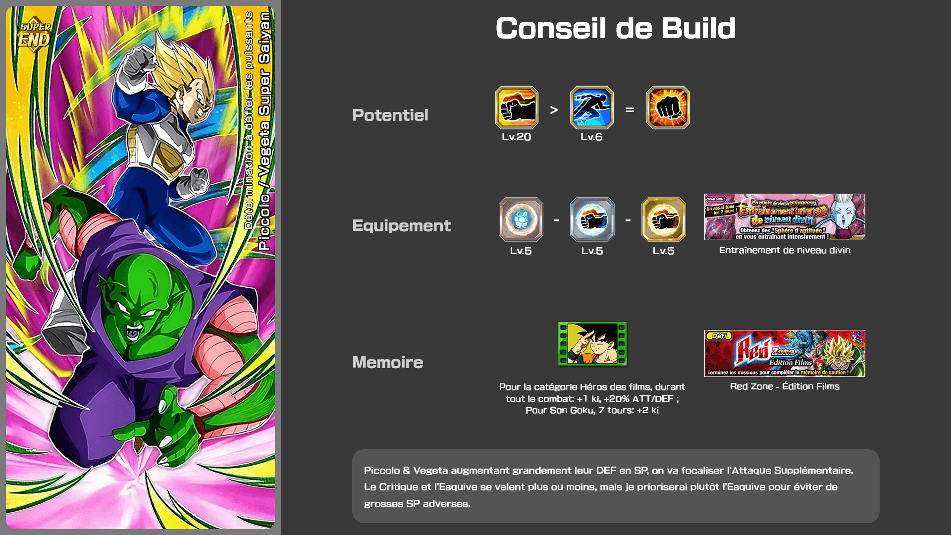 Fiche n°2 Piccolo / Vegeta Super Saiyan : Détermination à défier les puissants