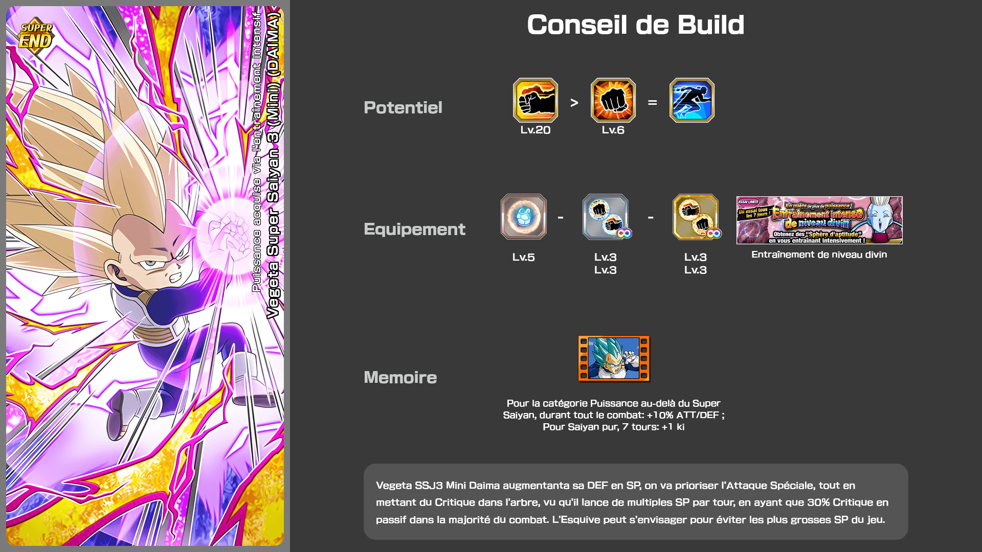 Fiche n°2 Vegeta Super Saiyan 3 (Mini) (DAIMA) : Puissance acquise via l'entraînement intensif