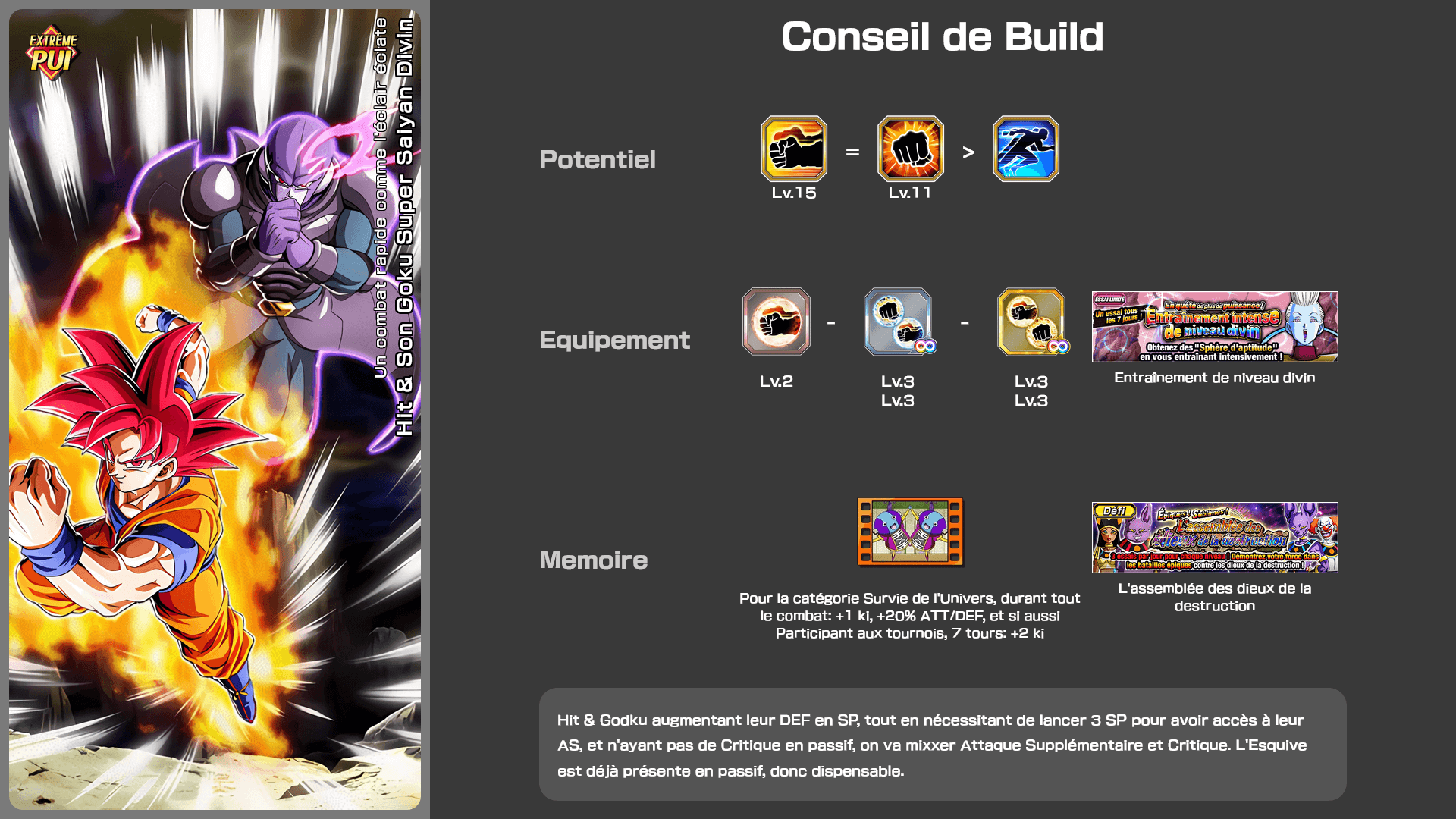 Fiche n°2Hit & Son Goku Super Saiyan Divin : Un combat rapide comme l'éclair éclate