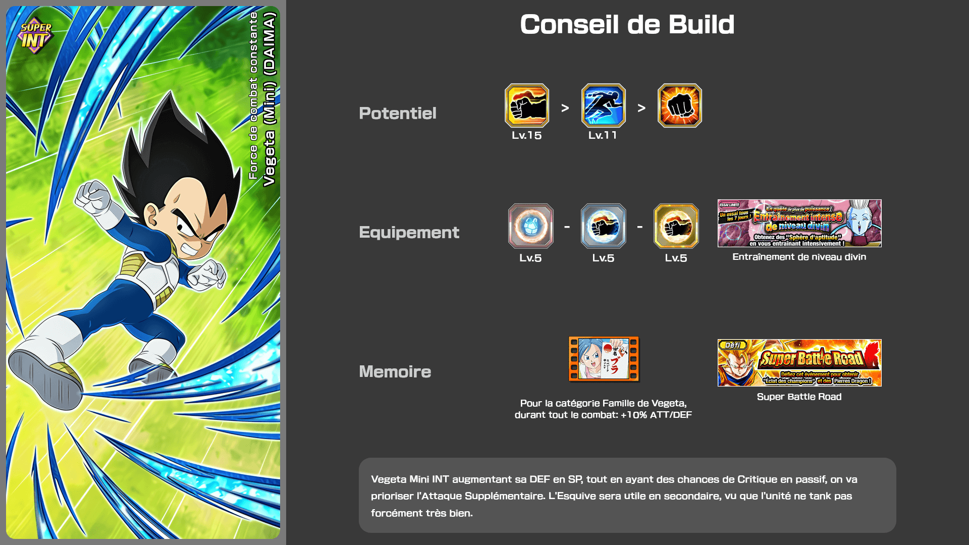 Fiche n°2Vegeta (Mini) (DAIMA) : Force de combat constante