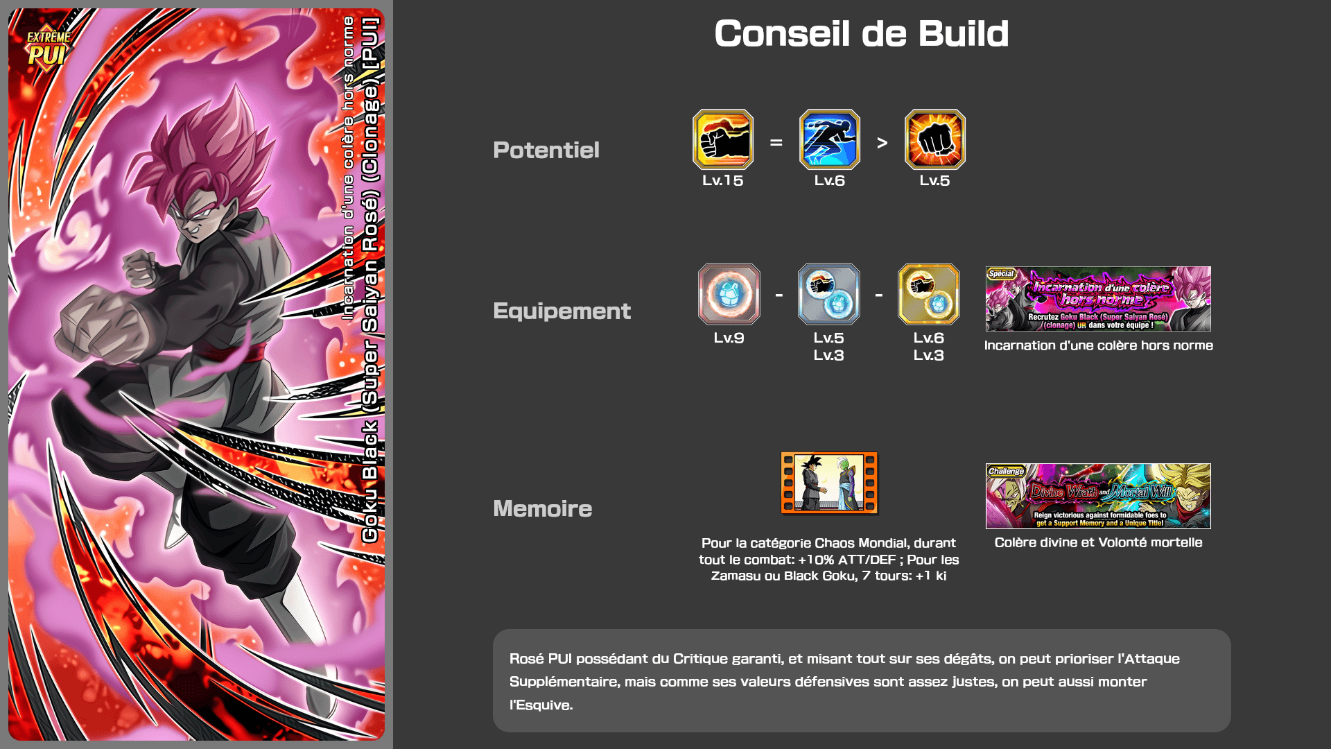 Fiche n°2Goku Black (Super Saiyan Rosé) (Clonage) [PUI] : Incarnation d'une colère hors norme