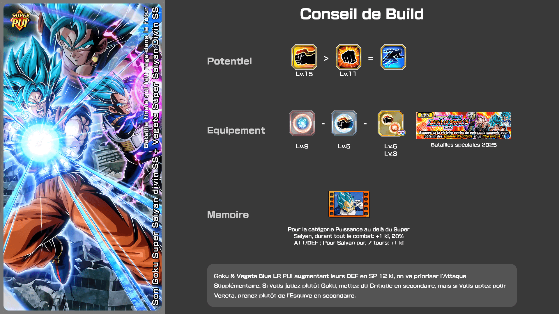Fiche n°2Son Goku Super Saiyan divin SS + Vegeta Super Saiyan Divin SS : Bataille finale qui fait rage dans le futur