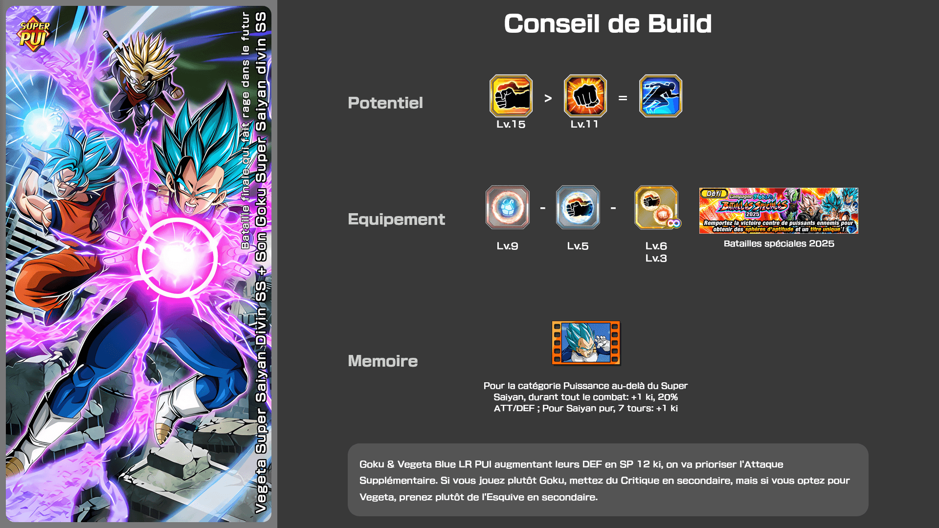 Fiche n°2Vegeta Super Saiyan Divin SS + Son Goku Super Saiyan divin SS : Bataille finale qui fait rage dans le futur