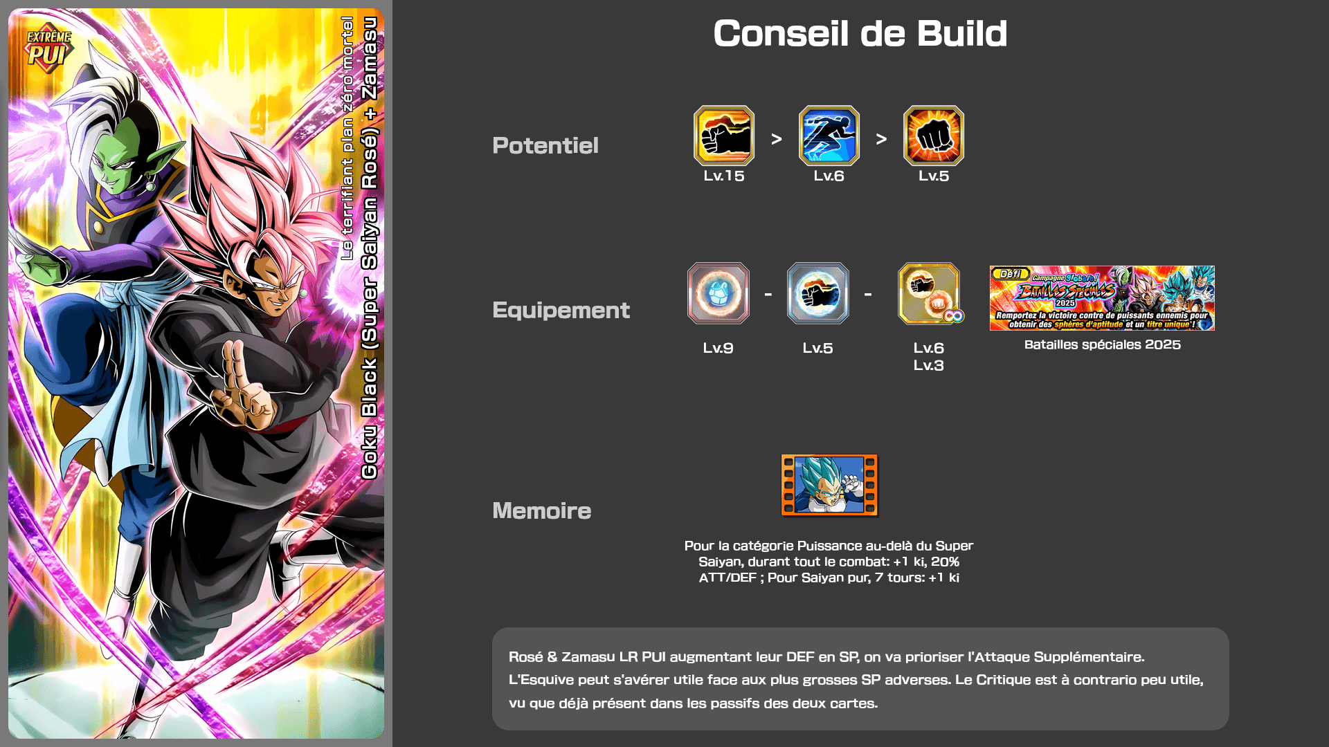 Fiche n°2Goku Black (Super Saiyan Rosé) + Zamasu : Le terrifiant plan zéro mortel