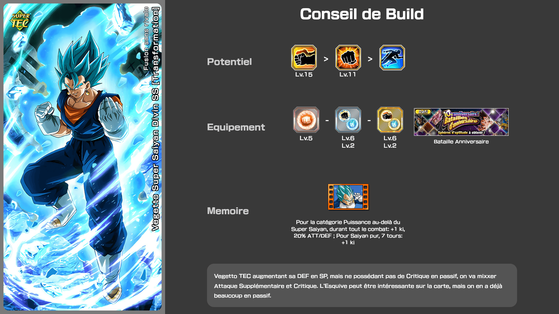 Fiche n°2Vegetto Super Saiyan Divin SS [Transformation] : Fusion sans rivale