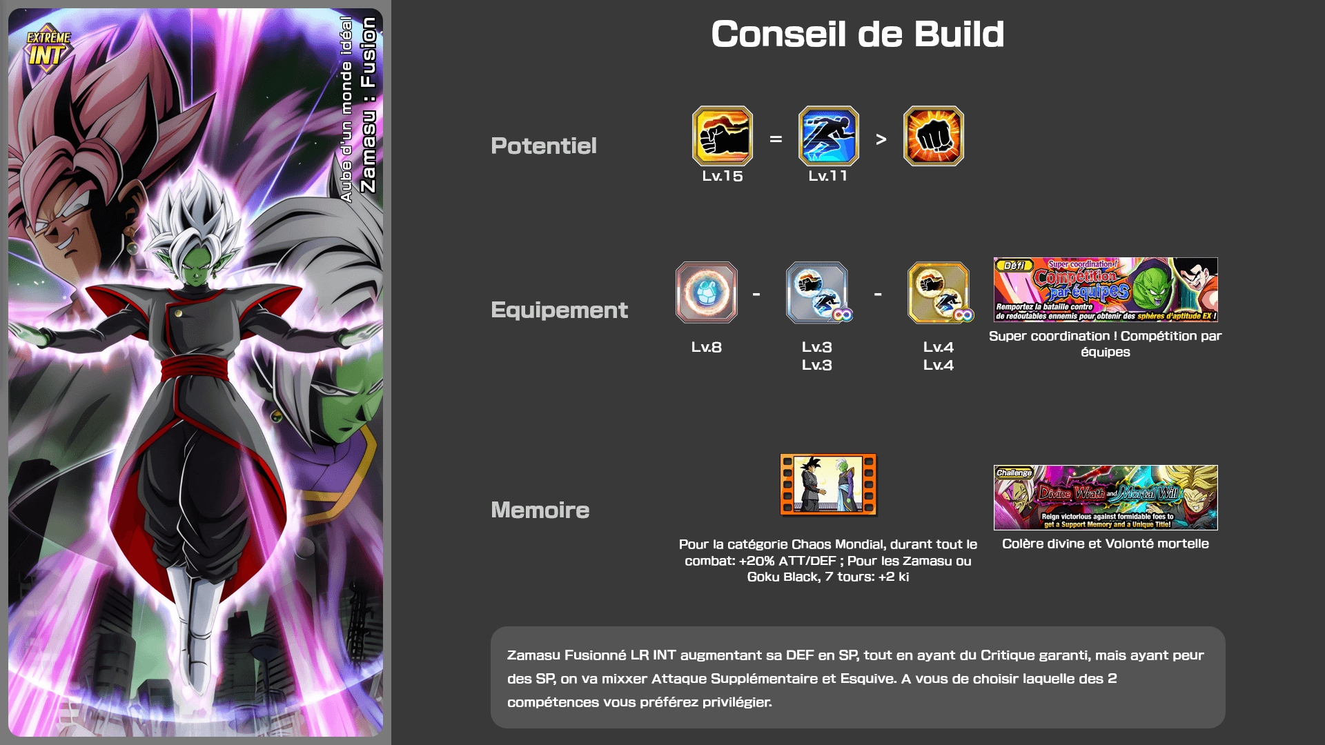 Fiche n°2Zamasu : Fusion : Les prémices d'un Monde Idéal