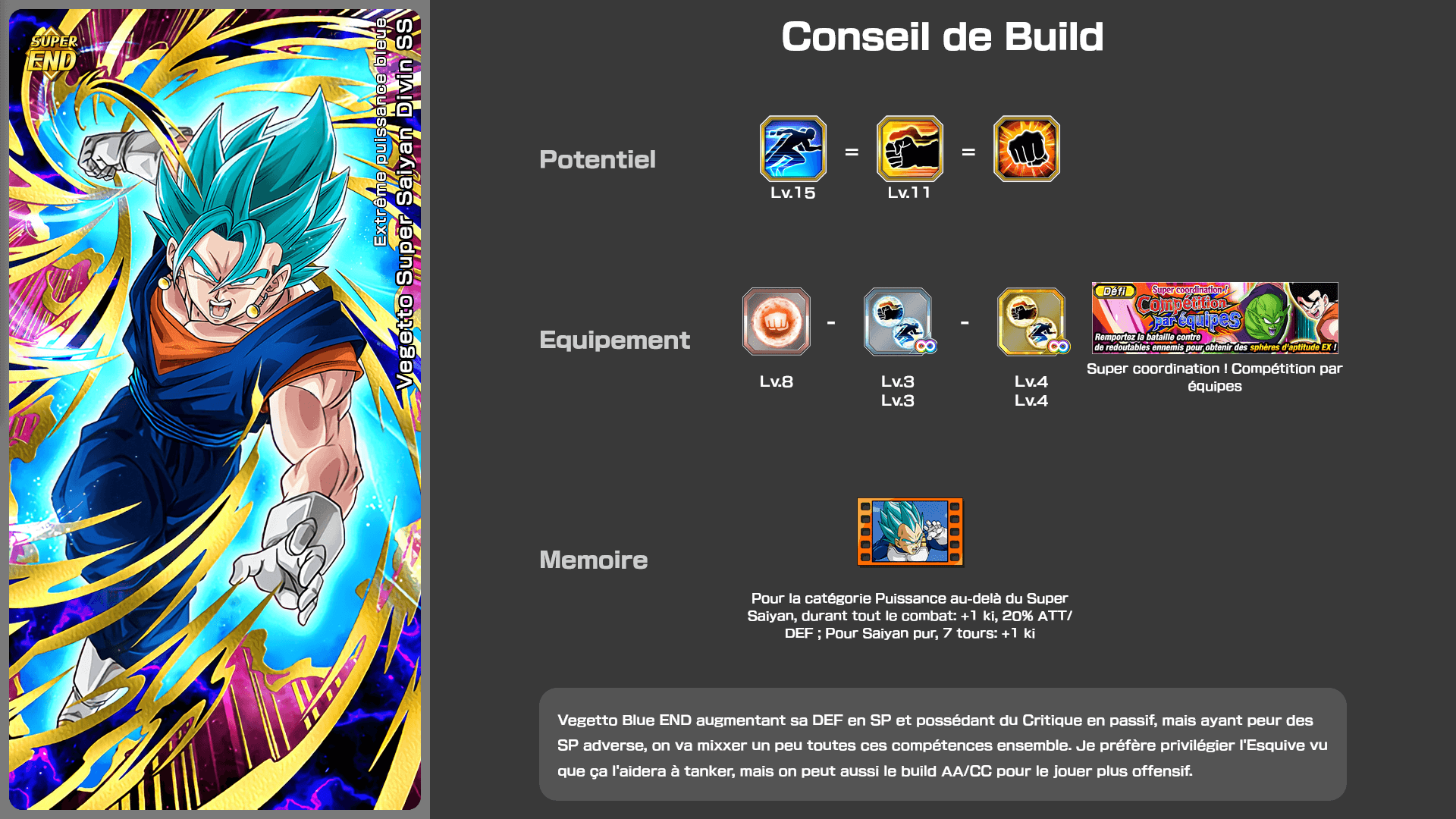 Fiche n°2Vegetto Super Saiyan Divin SS : Extrême puissance bleue