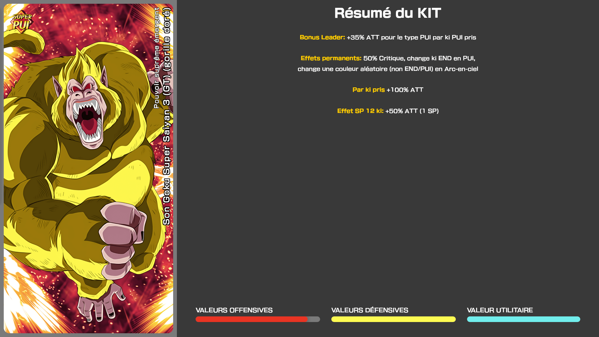 Fiche n°1Son Goku Super Saiyan 3 (GT) (gorille doré) [Oozaroo] : Pouvoir suprême émergent