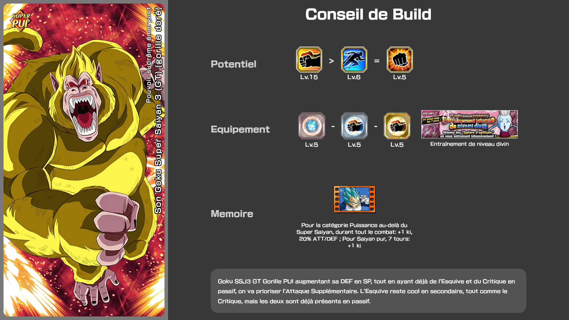 Fiche n°2Son Goku Super Saiyan 3 (GT) (gorille doré) [Oozaroo] : Pouvoir suprême émergent
