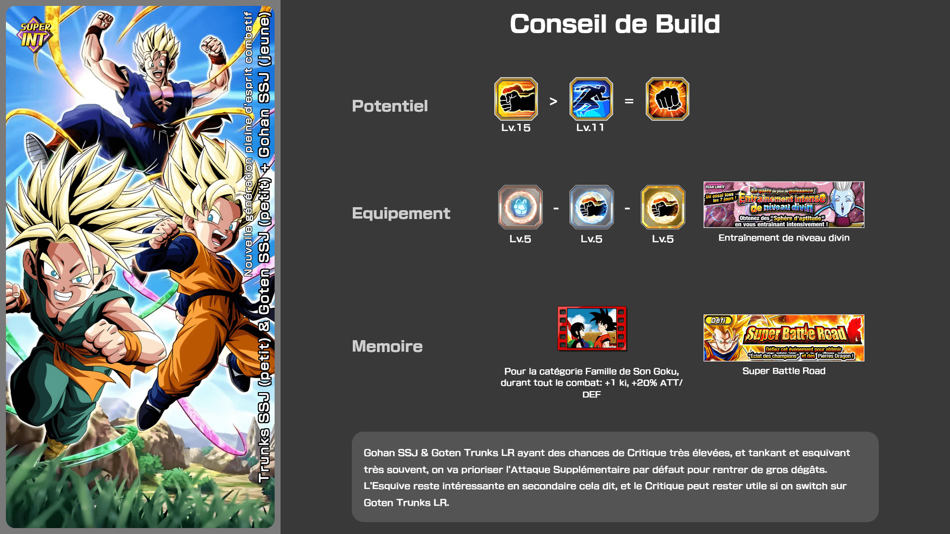 Fiche n°2Trunks SSJ (petit) & Goten SSJ (petit) + Gohan SSJ (jeune) : Nouvelle génération pleine d'esprit combatif