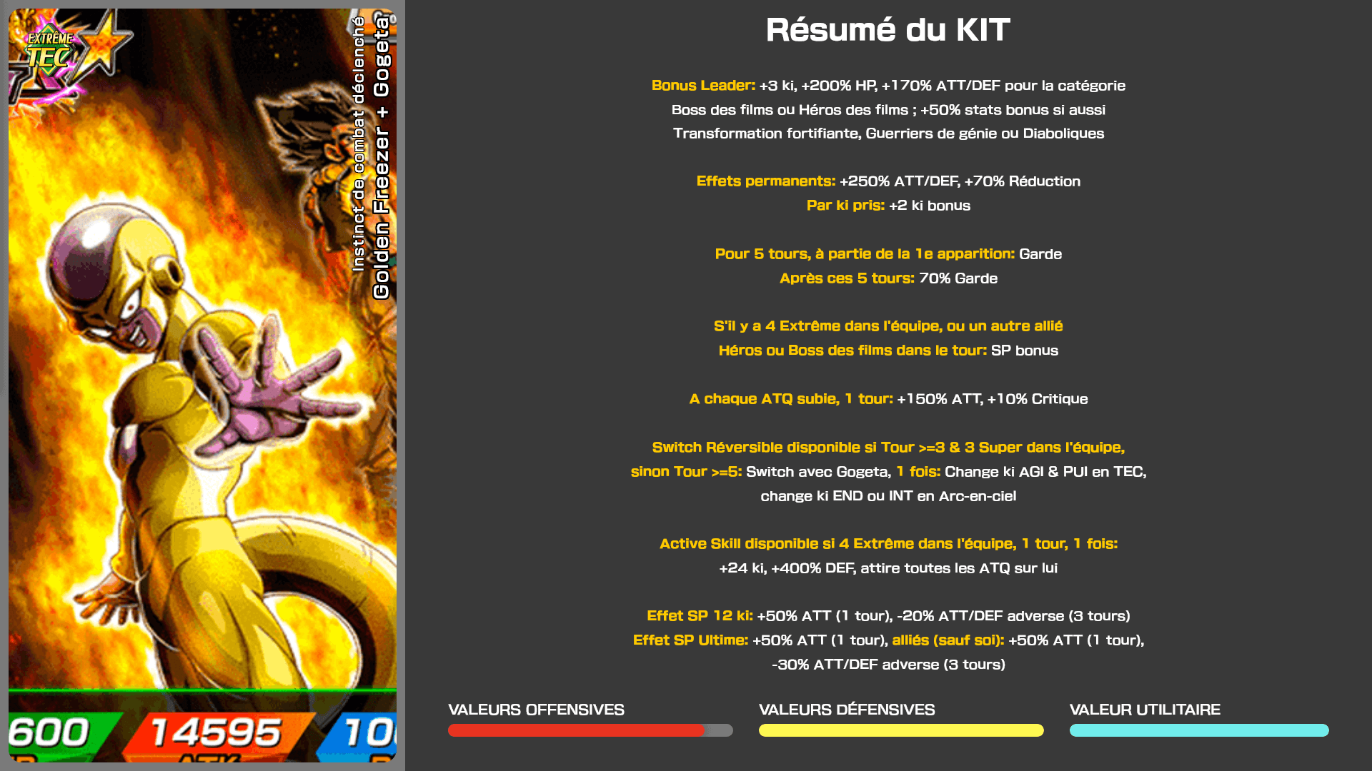 Fiche n°1Golden Freezer + Gogeta : Instinct de combat déclenché