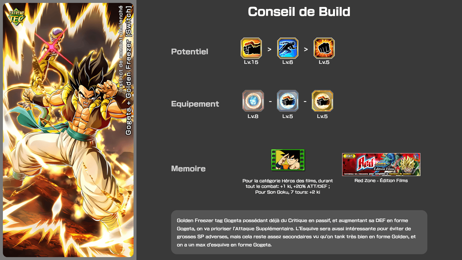 Fiche n°2Gogeta + Golden Freezer [Switch] : Instinct de combat déclenché