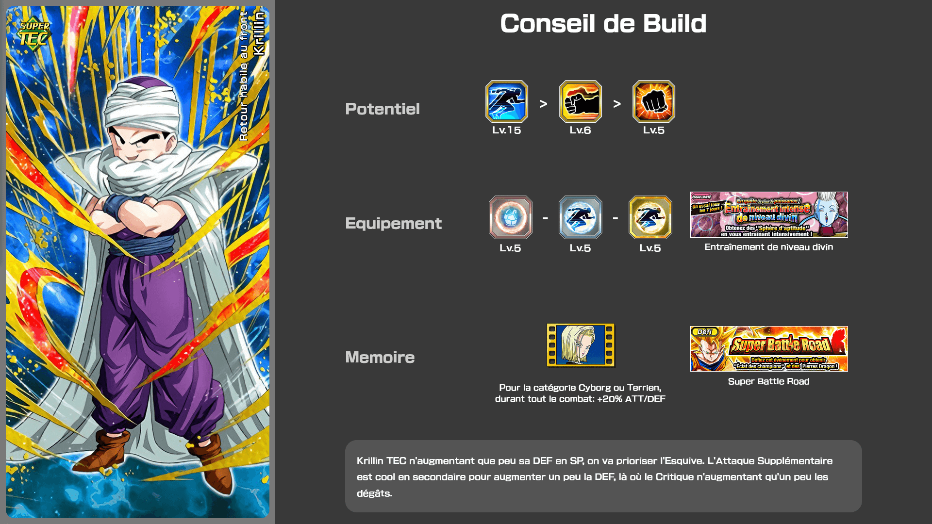 Fiche n°2Krillin : Retour habile au front