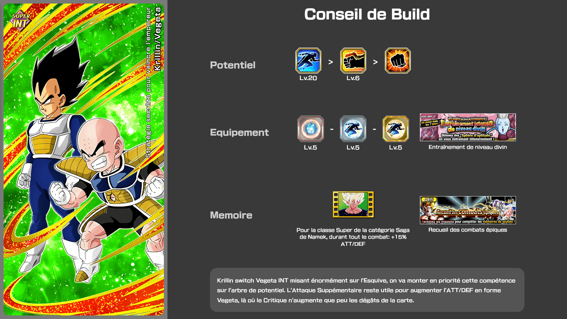 Fiche n°1Krillin/Vegeta : Stratégie secrète pour vaincre l'empereur