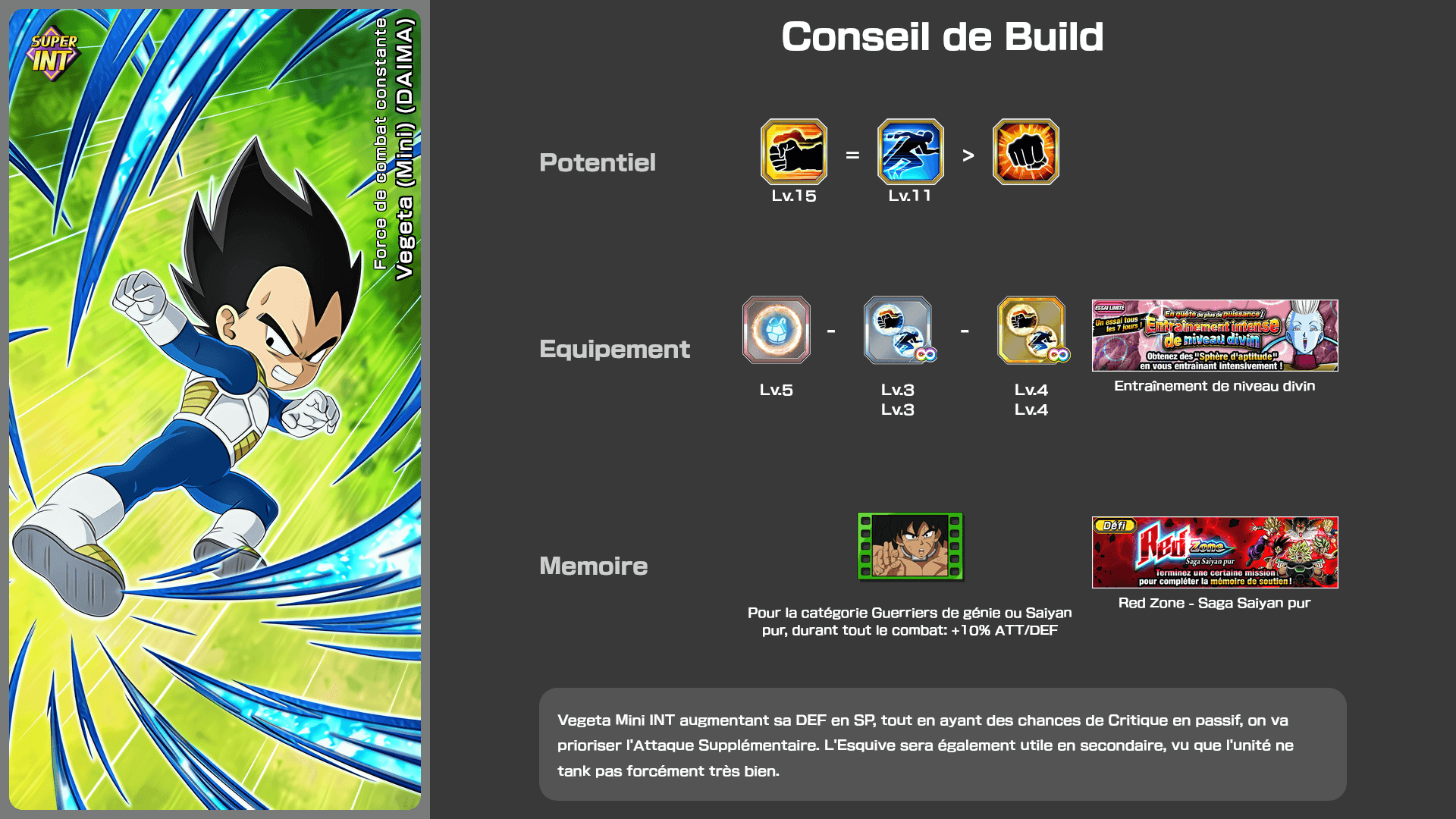 Fiche n°2Vegeta (Mini) (DAIMA) : Force de combat constante