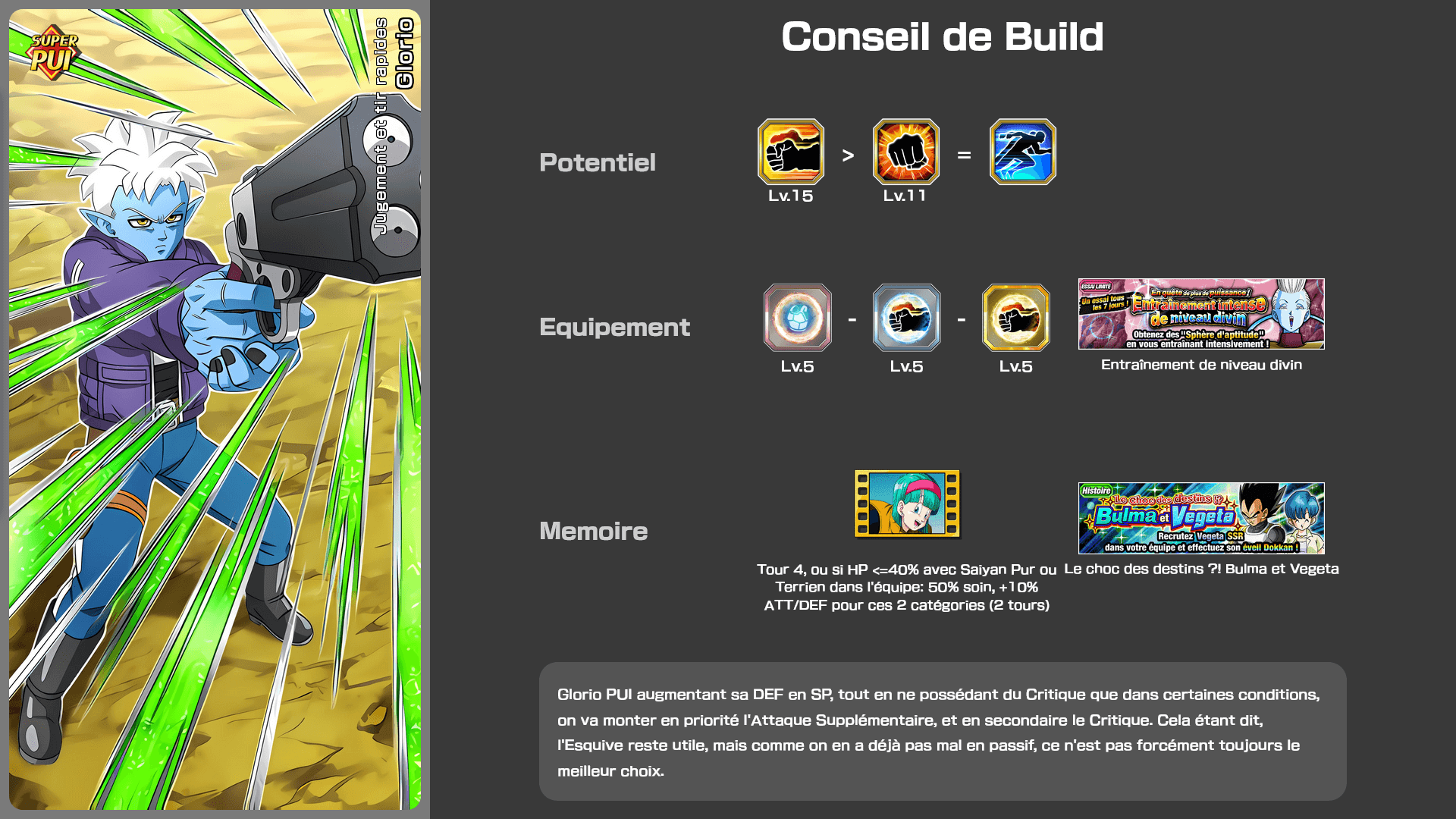 Fiche n°2Glorio : Jugement et tir rapides