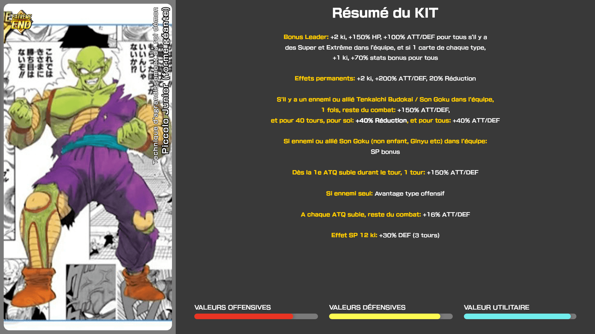 Fiche n°1Piccolo Junior (forme géante) : Technique d'agrandissement du roi démon