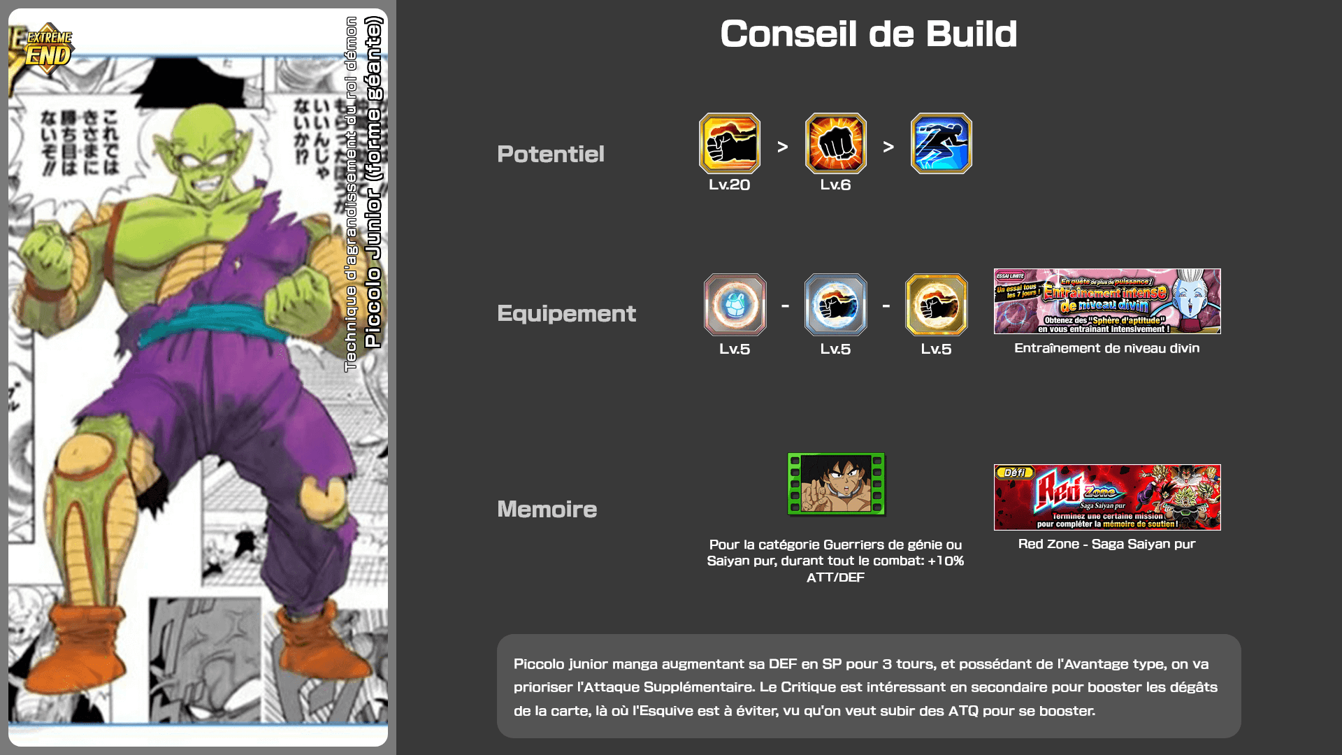 Fiche n°2Piccolo Junior (forme géante) : Technique d'agrandissement du roi démon