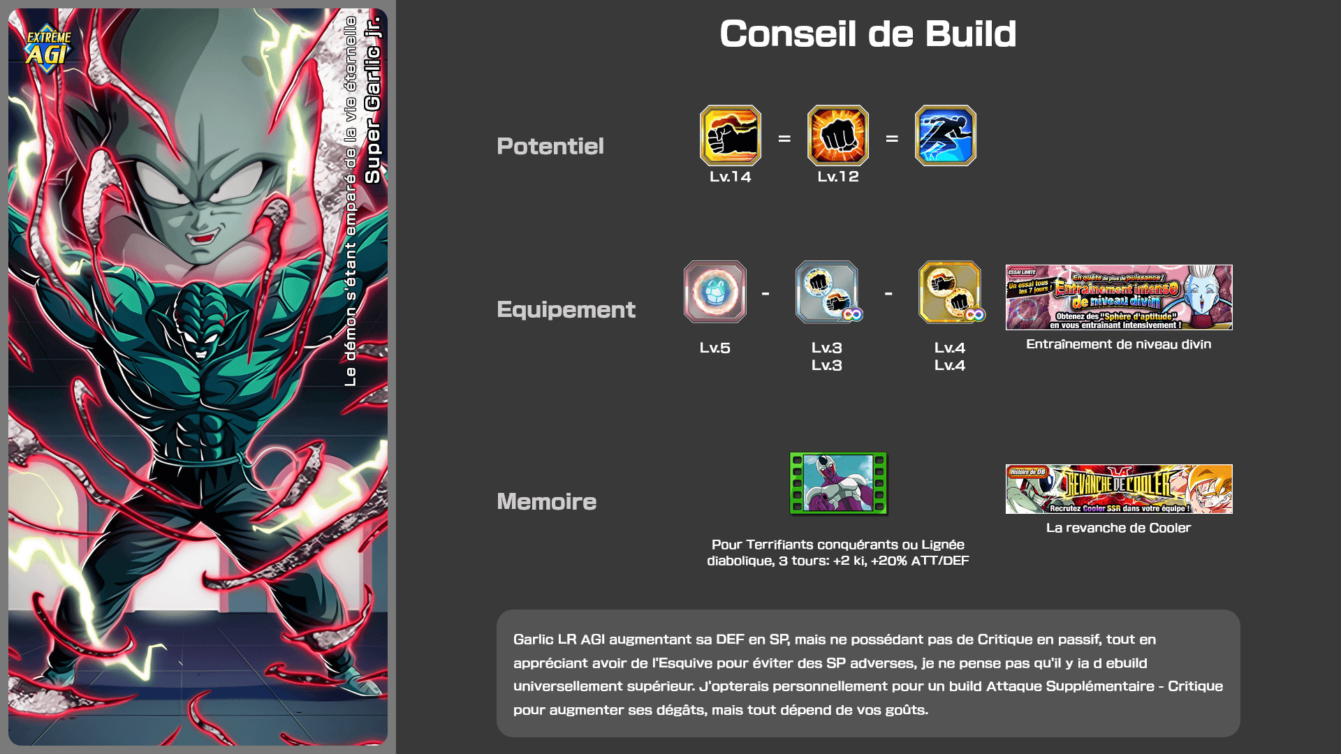 Fiche n°2Super Garlic jr. : Le démon s'étant emparé de la vie éternelle