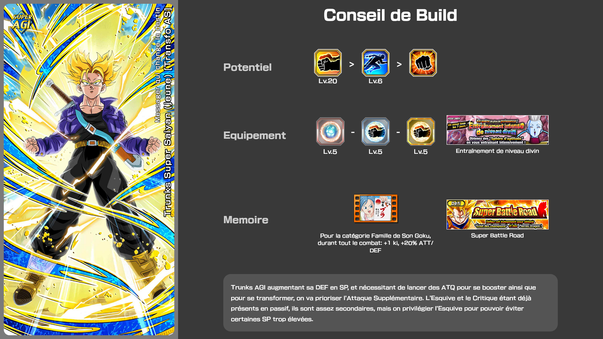 Fiche n°2Trunks Super Saiyan (jeune) [Transfo AS] : Message qui change le destin