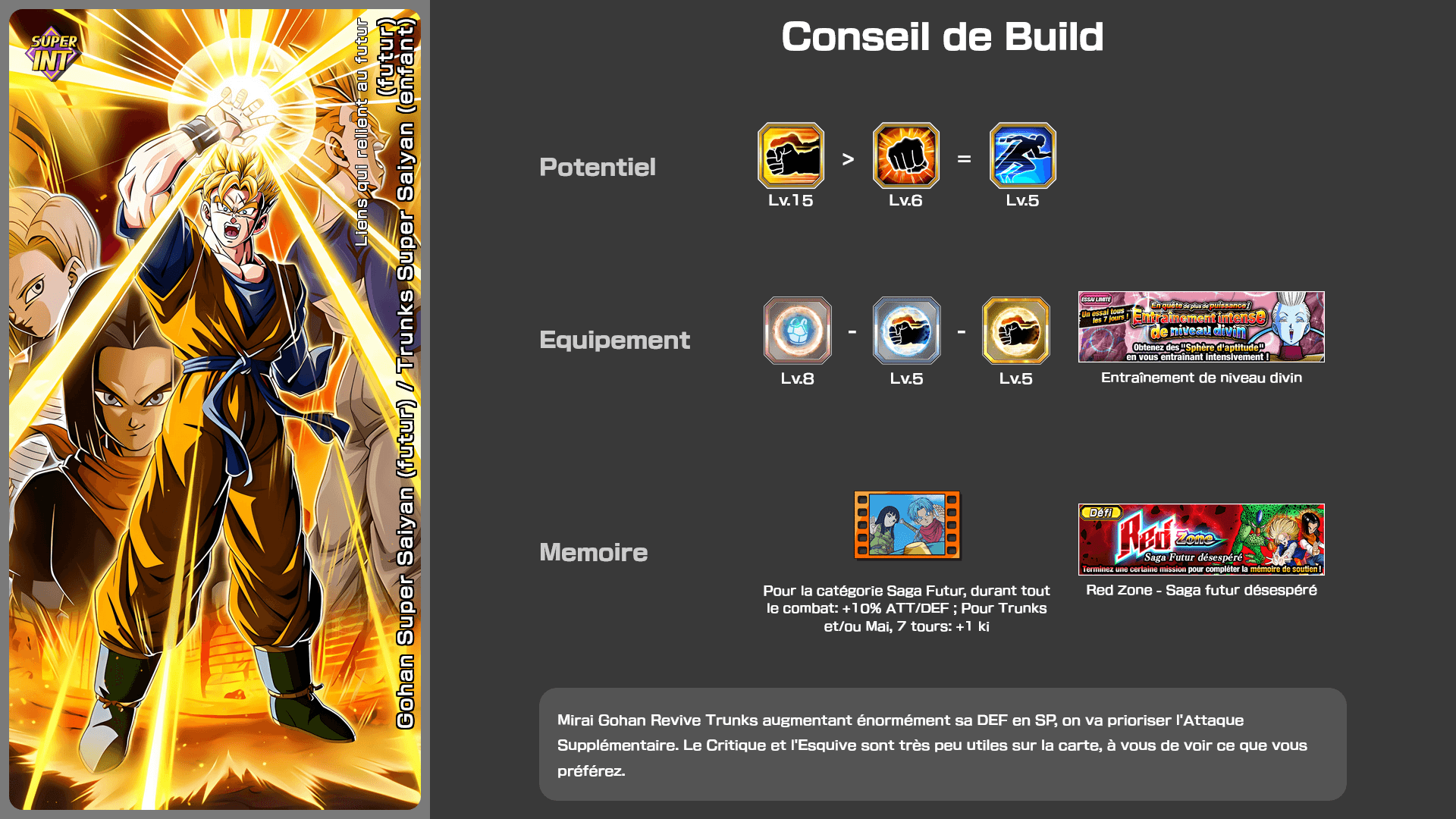 Fiche n°2Son Gohan Super Saiyan (futur) / Trunks Super Saiyan (enfant) (futur) : Liens qui relient au futur