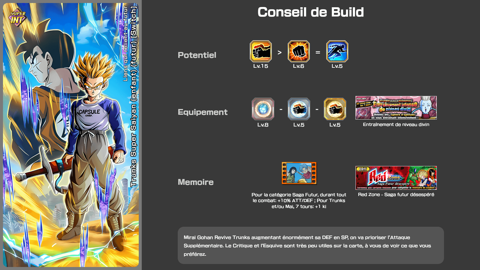 Fiche n°2Trunks Super Saiyan (enfant) (futur) [Revive] : Liens qui relient au futur