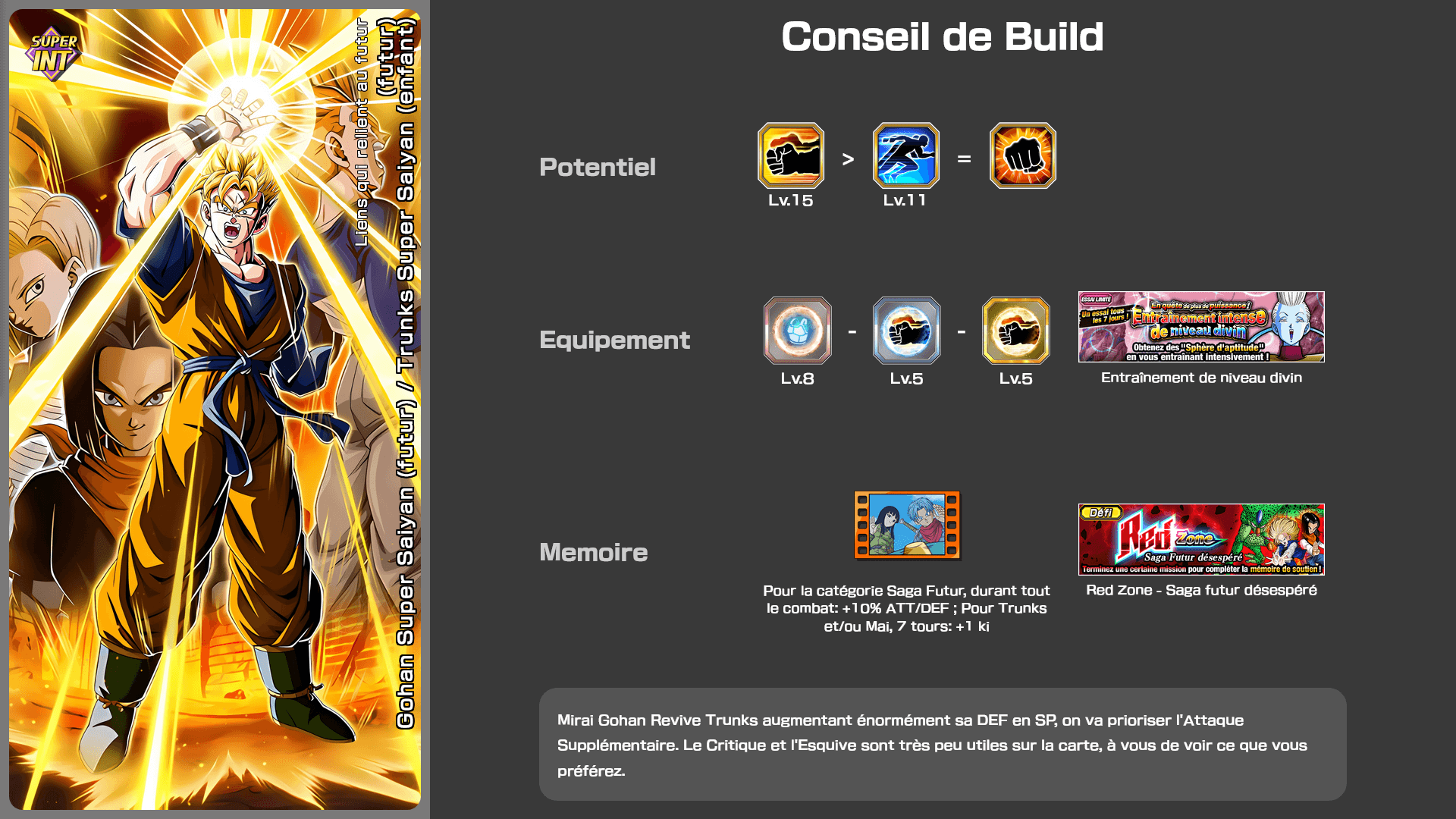 Fiche n°2Son Gohan Super Saiyan (futur) / Trunks Super Saiyan (enfant) (futur) : Liens qui relient au futur