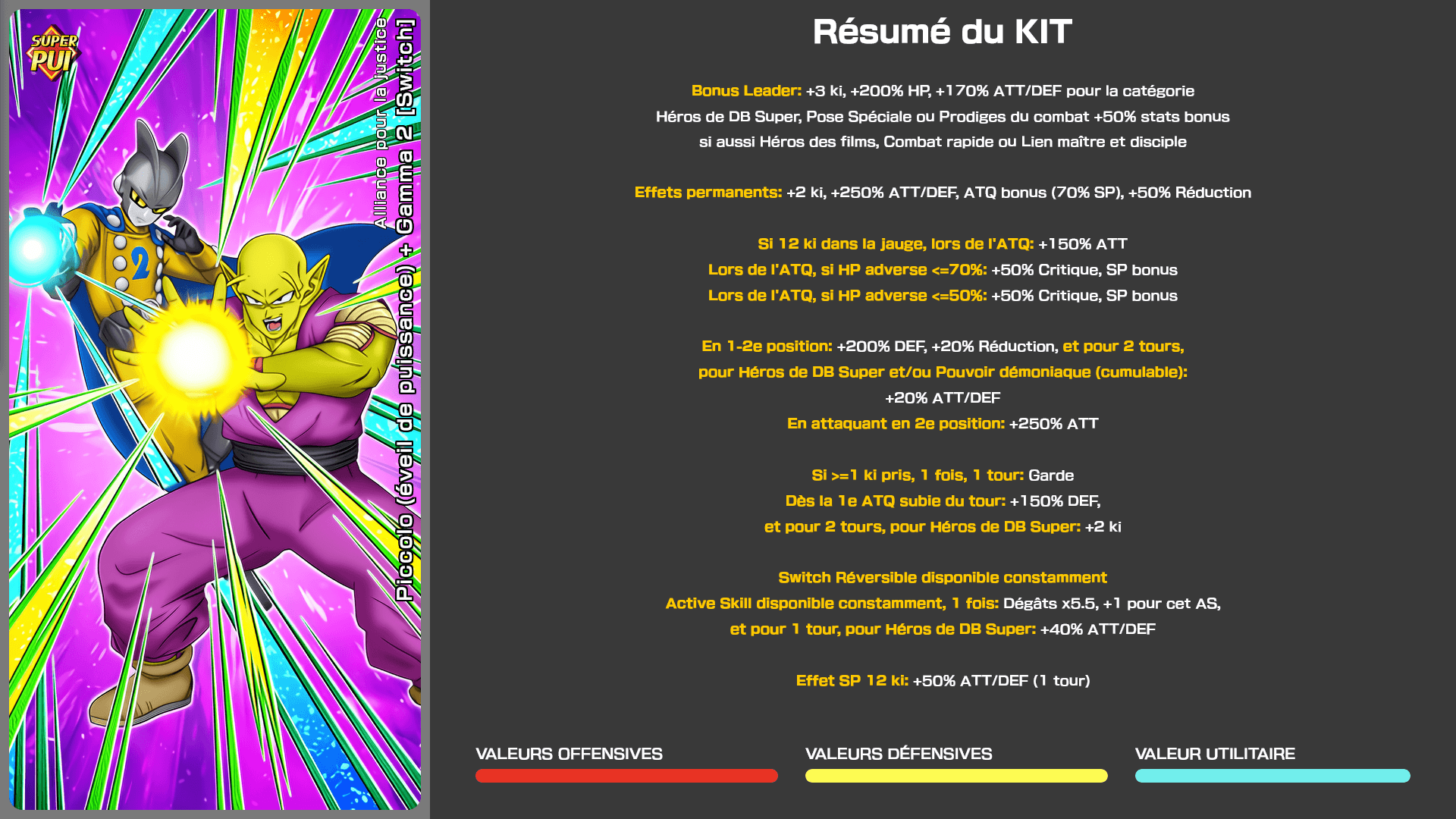 Fiche n°1Piccolo (éveil de puissance) + Gamma 2 [Switch] : Alliance pour la justice