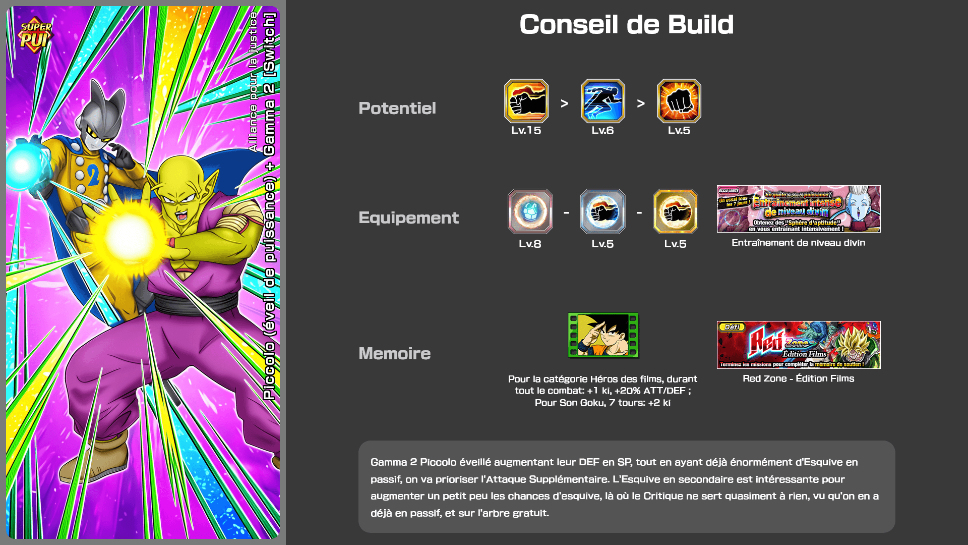 Fiche n°2Piccolo (éveil de puissance) + Gamma 2 [Switch] : Alliance pour la justice