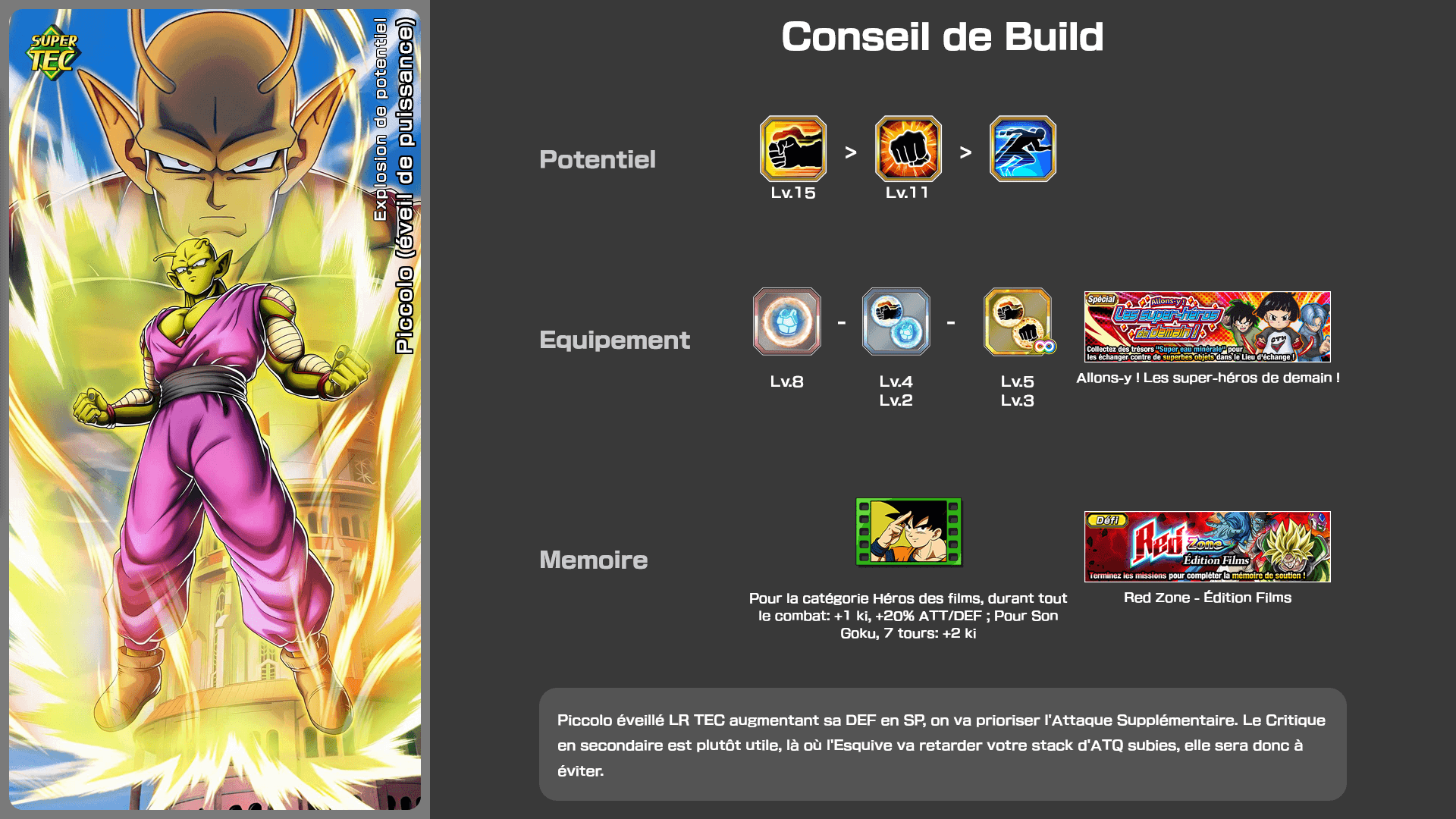 Fiche n°2Piccolo (éveil de puissance) : Explosion de potentiel
