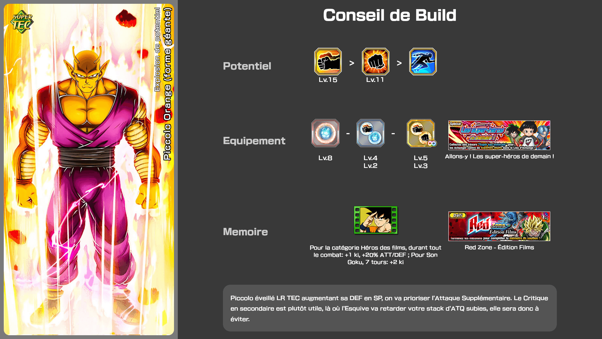 Fiche n°2Piccolo Orange (forme géante) [Géant] : Explosion de potentiel