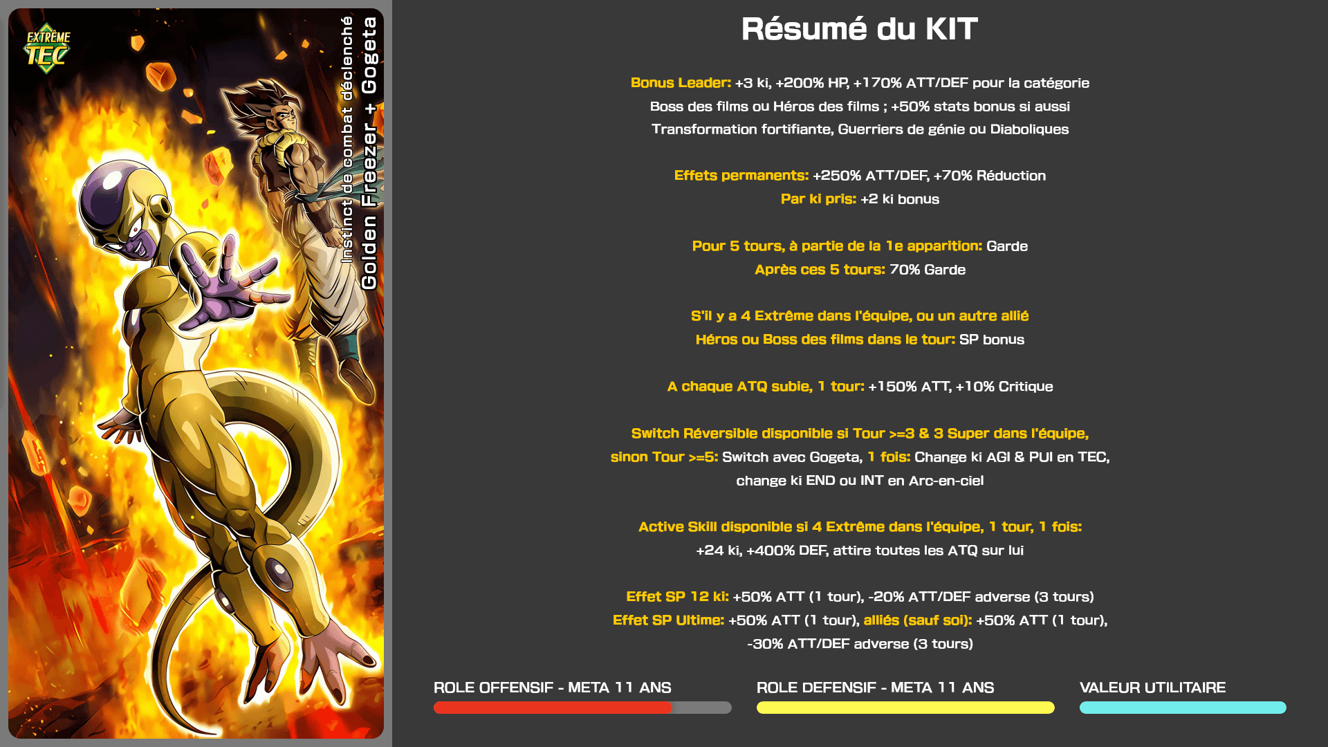 Fiche n°1Golden Freezer + Gogeta : Instinct de combat déclenché