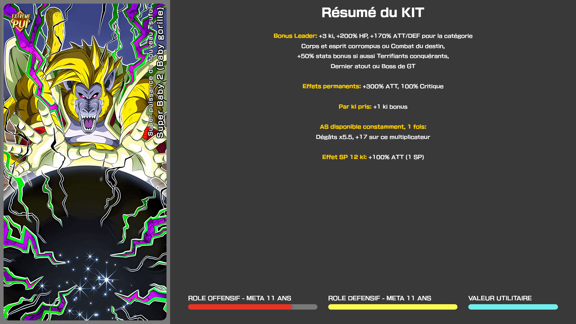 Fiche n°1Super Baby 2 (Baby gorille) [Gorille] : Super puissance du nouveau Tsuful