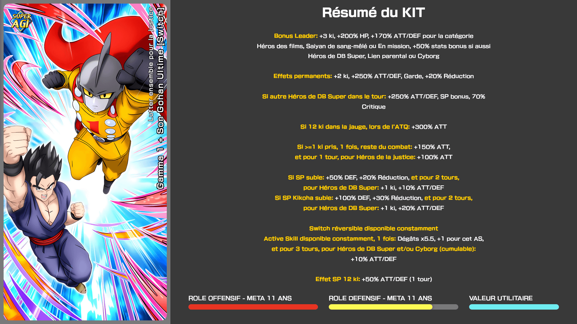 Fiche n°1Gamma 1 + Son Gohan Ultime [Switch] : Lutter ensemble pour la justice