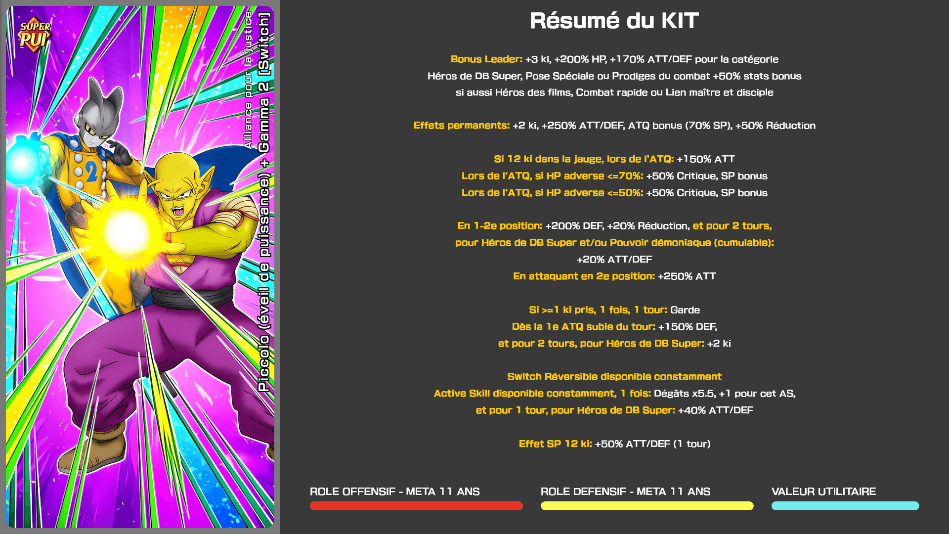 Fiche n°1Piccolo (éveil de puissance) + Gamma 2 [Switch] : Alliance pour la justice