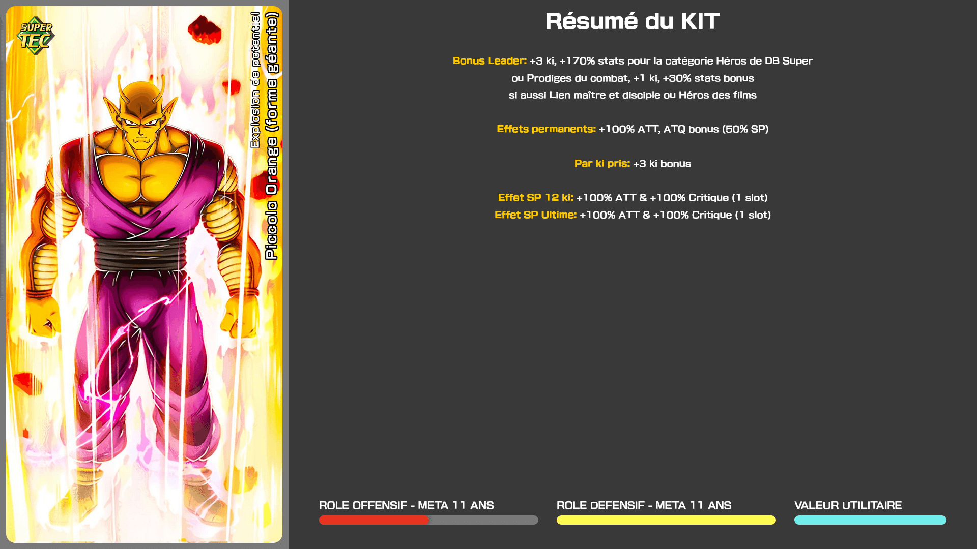 Fiche n°1Piccolo Orange (forme géante) [Géant] : Explosion de potentiel