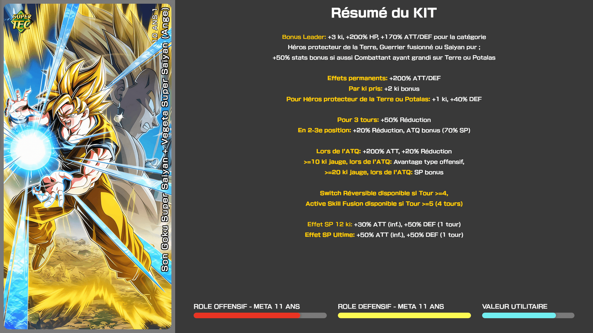 Fiche n°1Son Goku Super Saiyan + Vegeta Super Saiyan (Ange) : Un éclair invincible