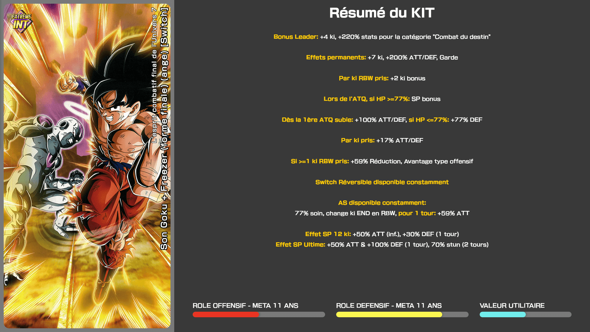 Fiche n°1Son Goku + Freezer (forme finale) (ange) [Switch] : L'esprit combatif final de l'Univers 7