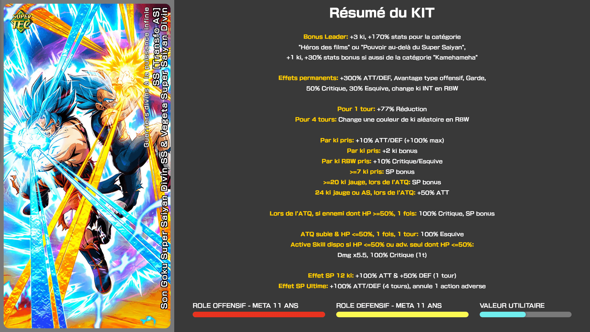 Fiche n°1Son Goku Super Saiyan Divin SS & Vegeta Super Saiyan Divin SS [Transfo AS] : Infini pouvoir saiyan