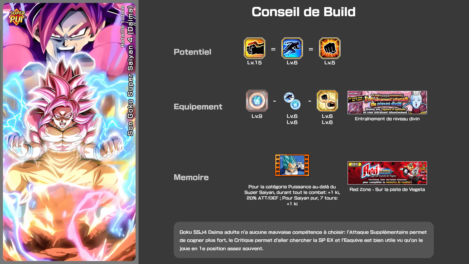 Fiche n°2Son Goku Super Saiyan 4 (Daima) : Bataille totale