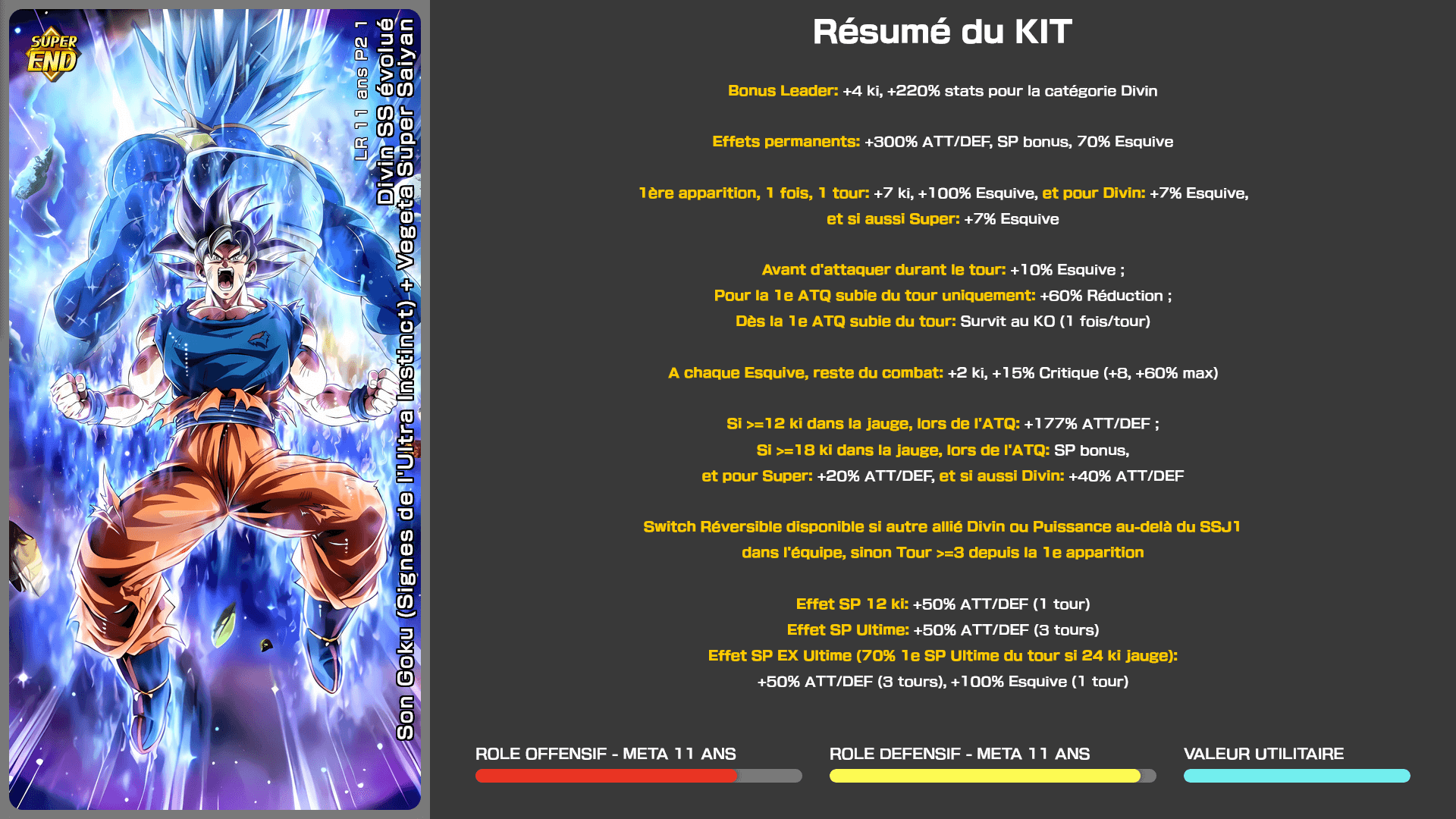 Fiche n°1Son Goku (Signes de l'Ultra Instinct) + Vegeta Super Saiyan Divin SS évolué : LR 11 ans P2 1