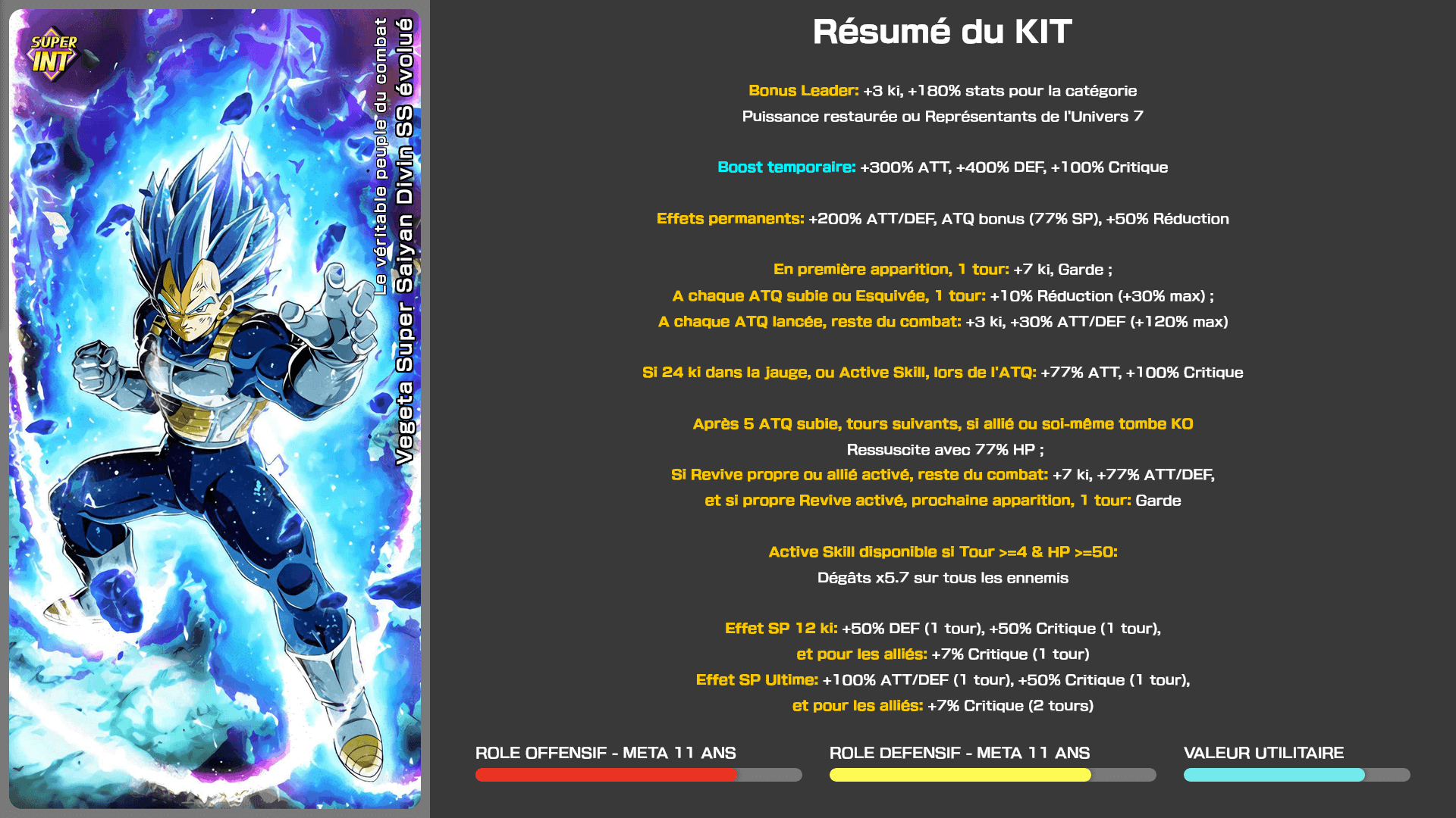 Fiche n°1Vegeta Super Saiyan Divin SS évolué : Le véritable peuple du combat