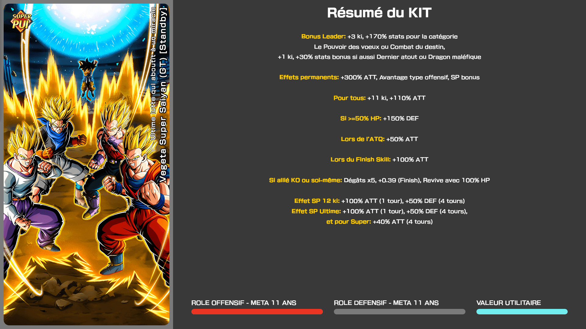 Fiche n°1Vegeta Super Saiyan (GT) [Standby] : Ultime lutte qui aboutit à un miracle