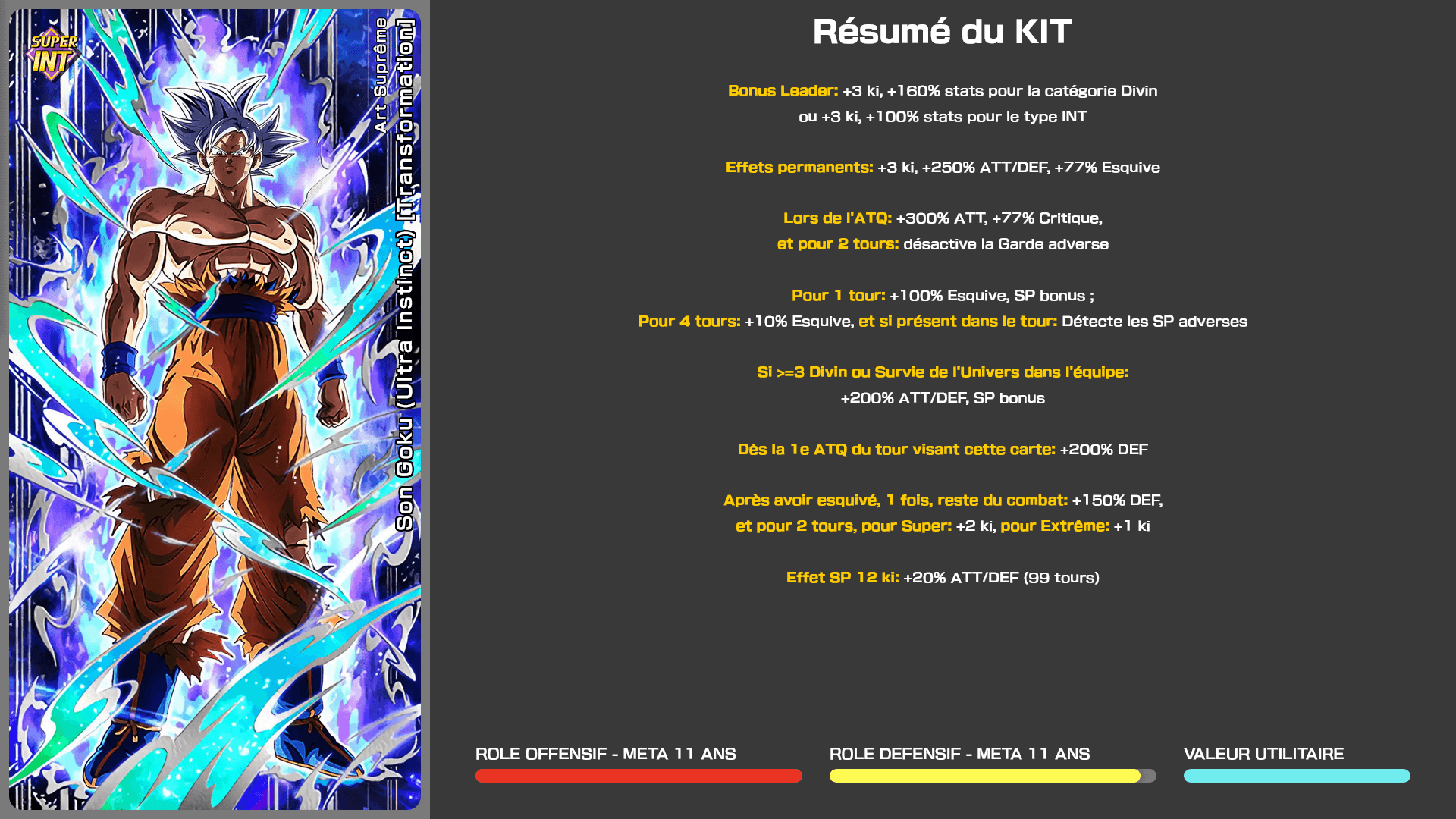 Fiche n°1Son Goku (Ultra Instinct) [Transformation] : Art Suprême