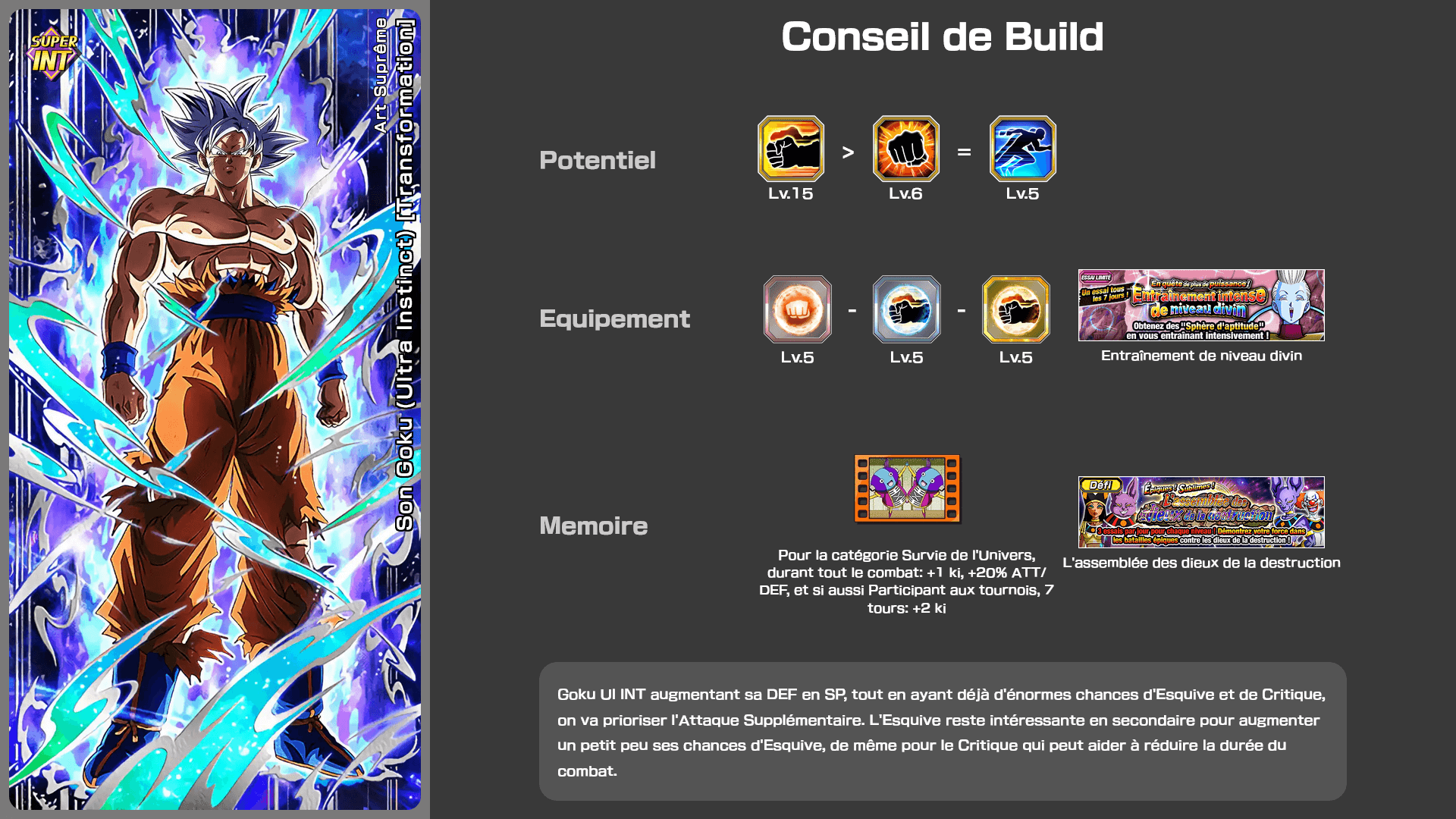 Fiche n°2Son Goku (Ultra Instinct) [Transformation] : Art Suprême