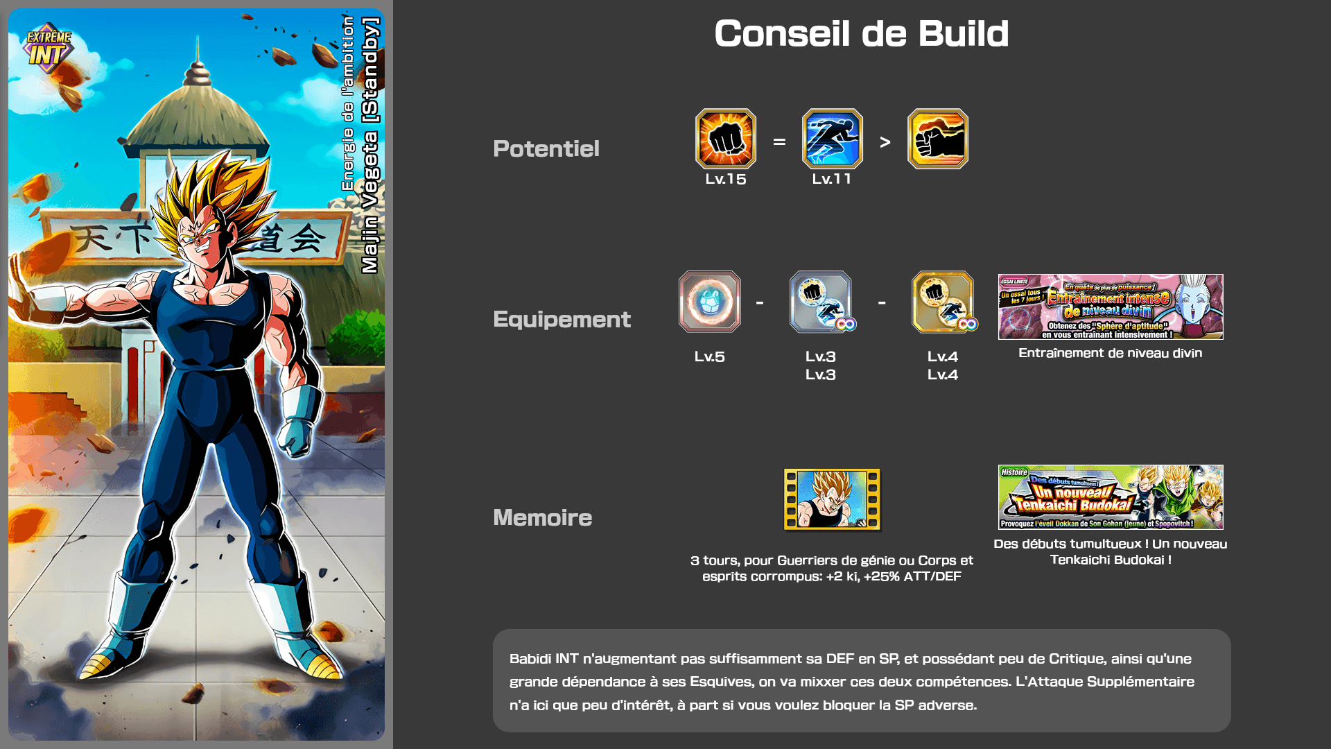 Fiche n°2Majin Vegeta [Standby] : Énergie de l'ambition