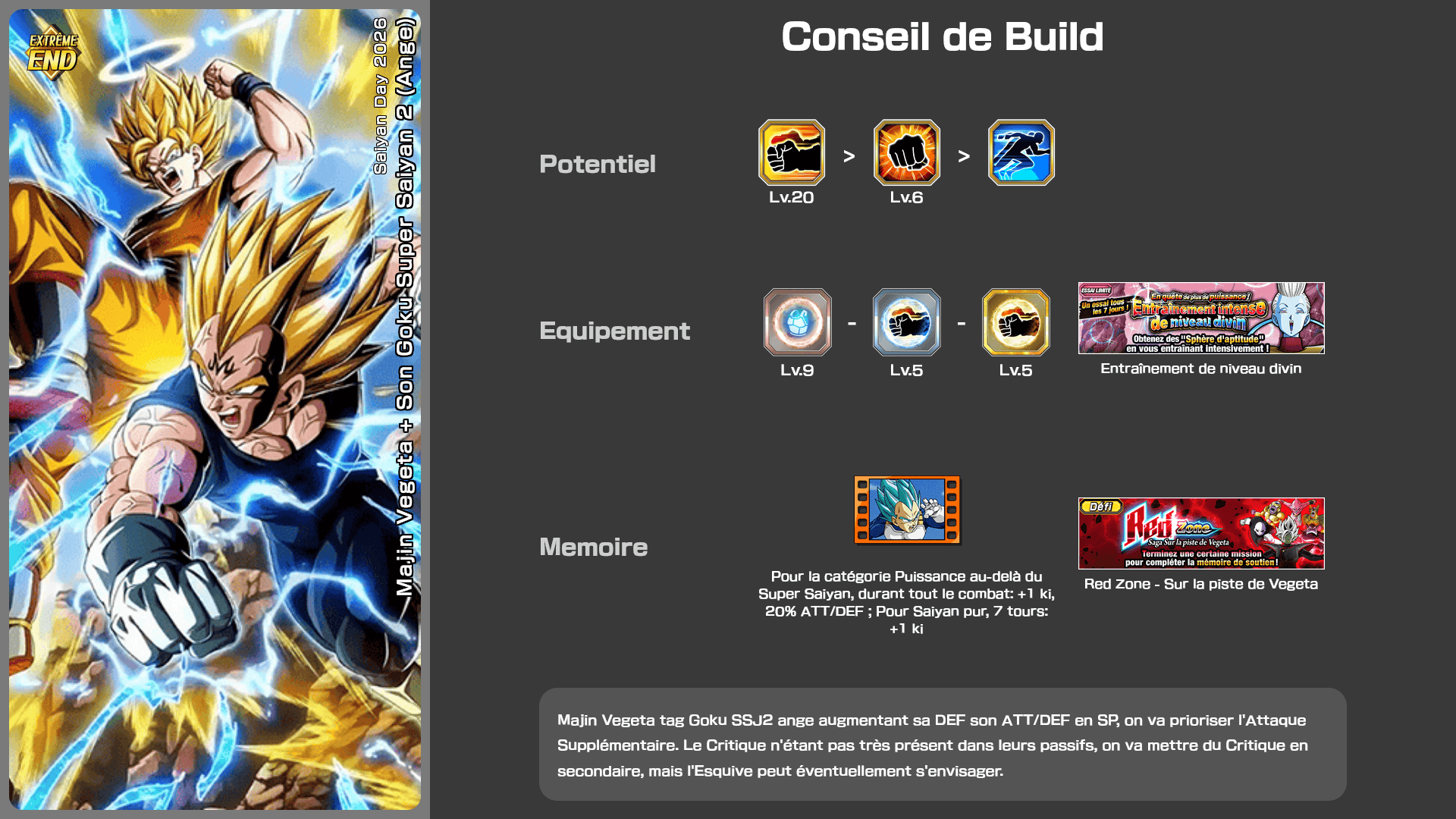 Fiche n°2Majin Vegeta + Son Goku Super Saiyan 2 (Ange) : Saiyan Day 2026