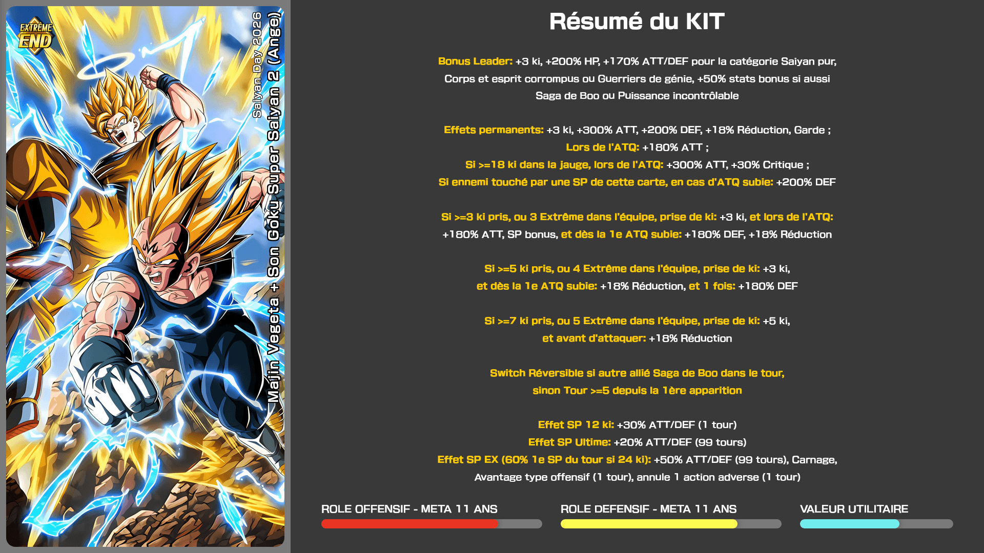 Fiche n°1Majin Vegeta + Son Goku Super Saiyan 2 (Ange) : Affrontement fatidique